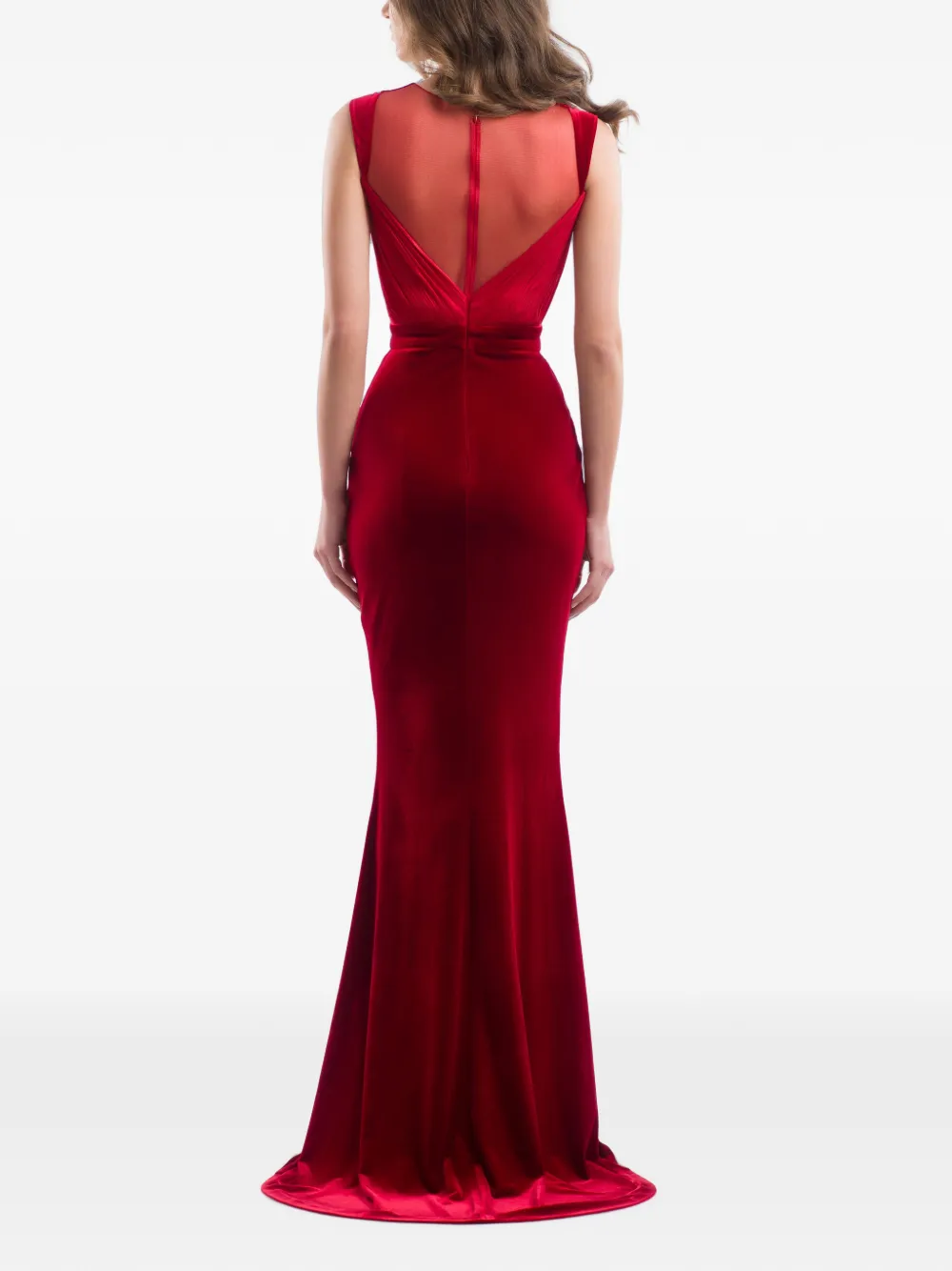 IMROSKA Gedrapeerde maxi-jurk met watervalhals Rood