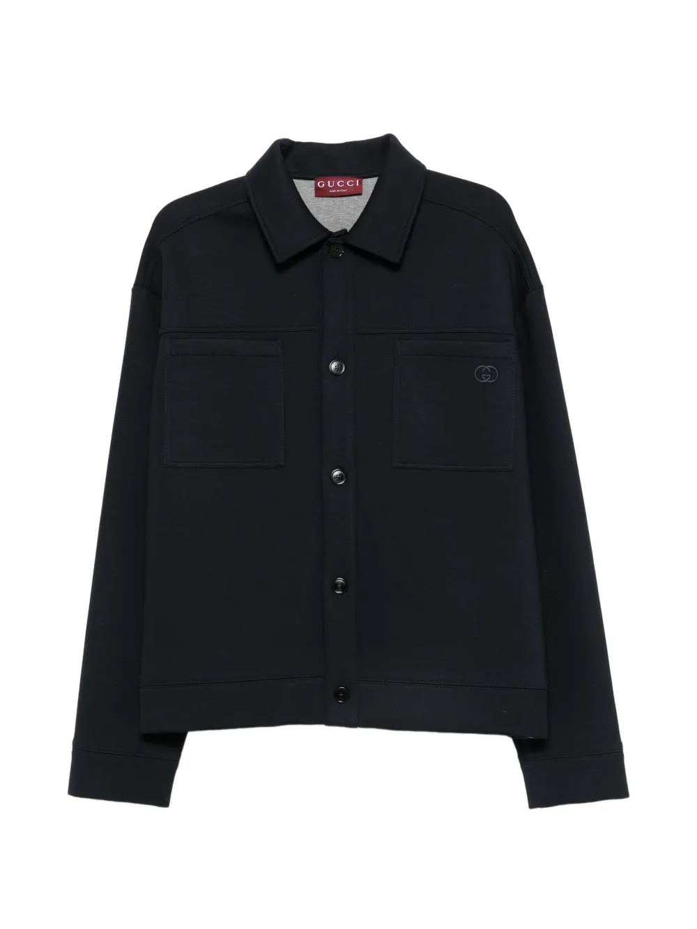 Gucci logo-embroidered button-up jacket - Blau