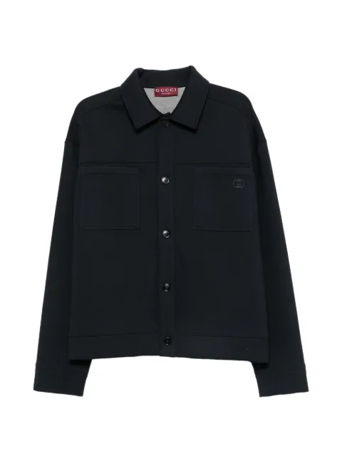 Gucci logo-embroidered button-up jacket