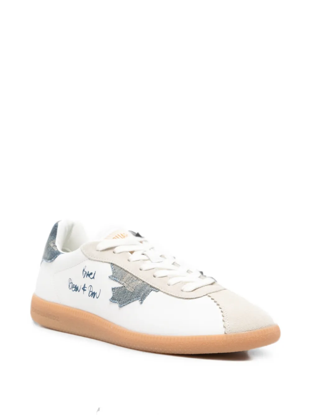 DSQUARED2 Rebel denim-patch logo-print sneakers Wit