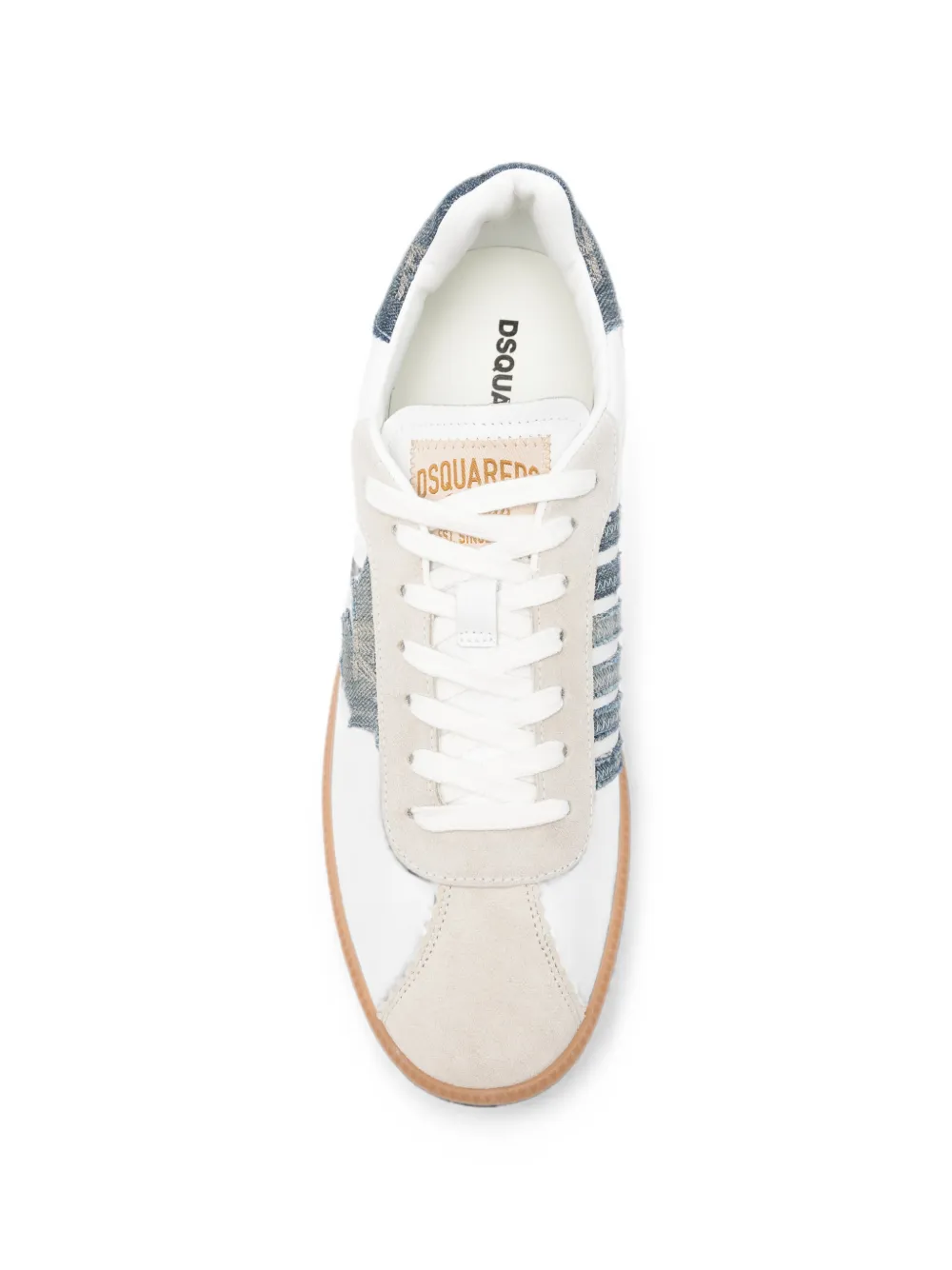 DSQUARED2 Rebel denim-patch logo-print sneakers Wit