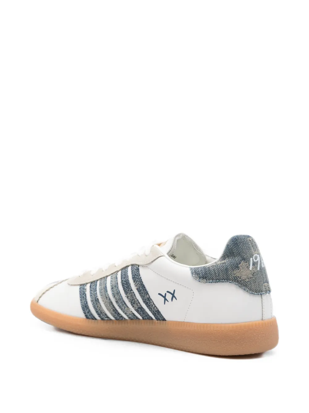 DSQUARED2 Rebel denim-patch logo-print sneakers Wit