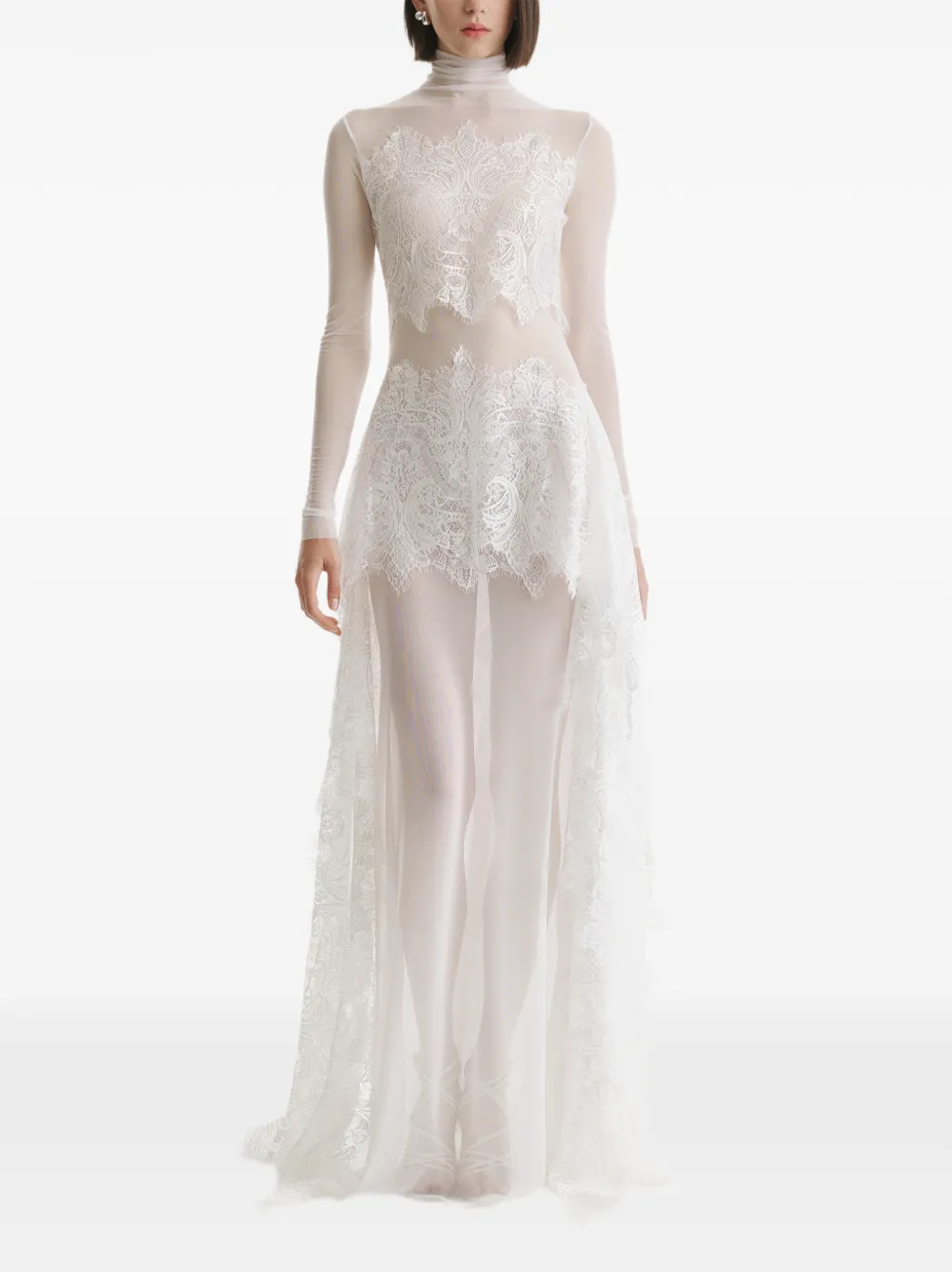 2310 STUDIO lace-trimmed maxi dress - Bianco