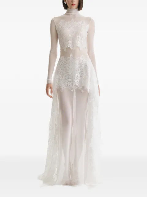 2310 STUDIO Vestido longo com mesh e renda