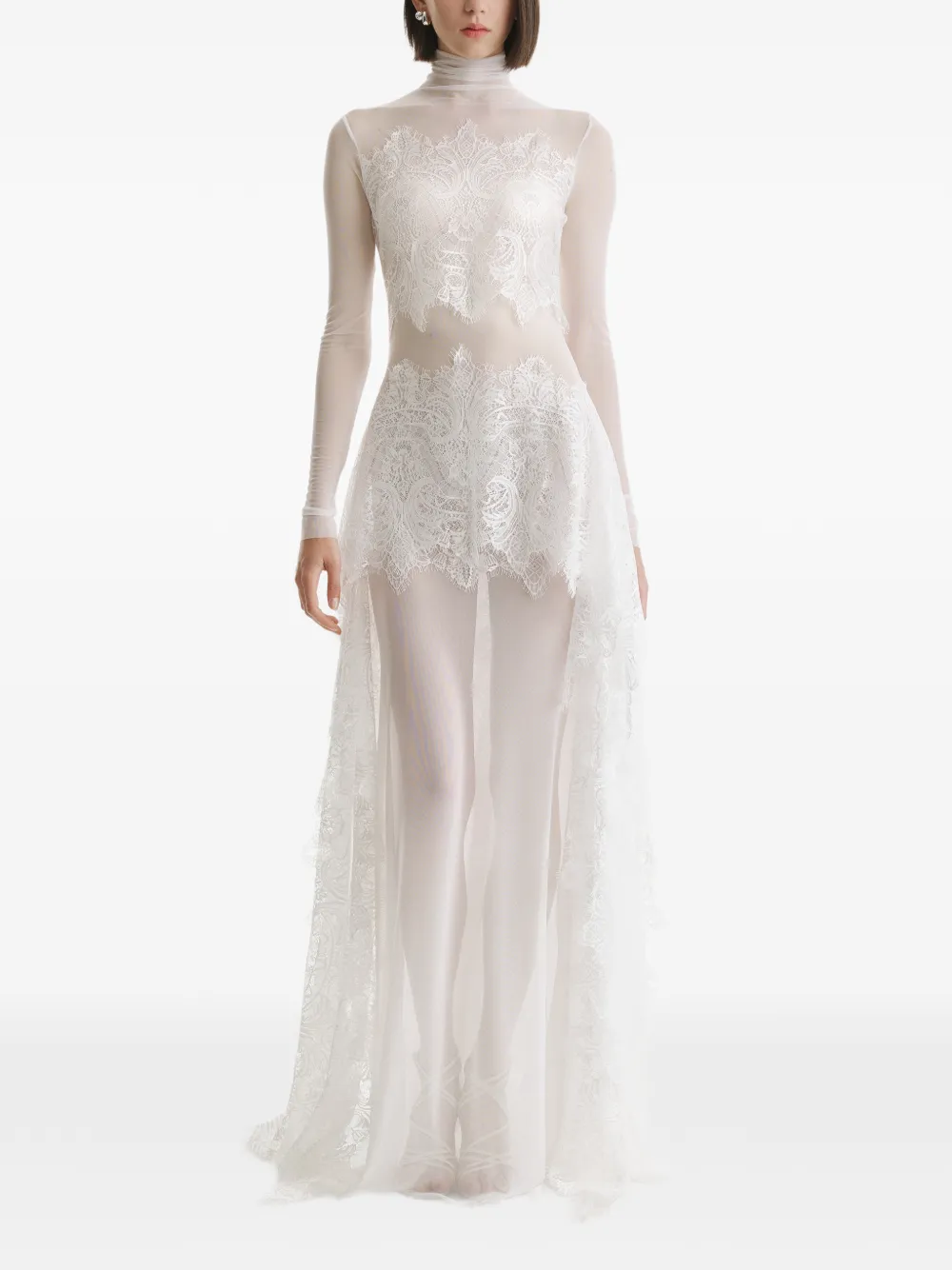 lace-trimmed maxi dress