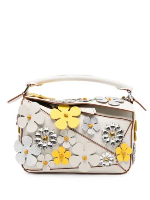 LOEWE small Puzzle floral-appliqué tote bag