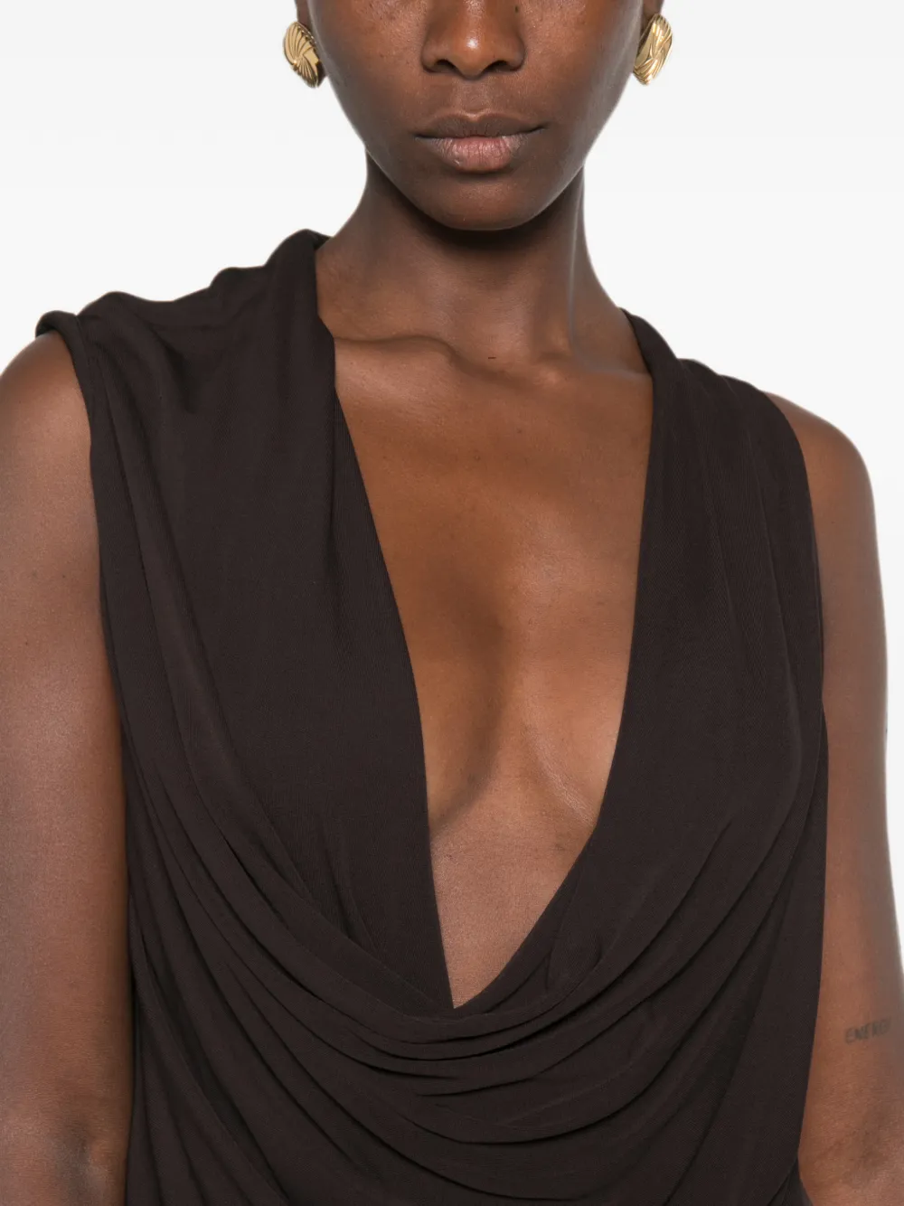 TOM FORD Maxi-jurk met gedrapeerde hals Bruin