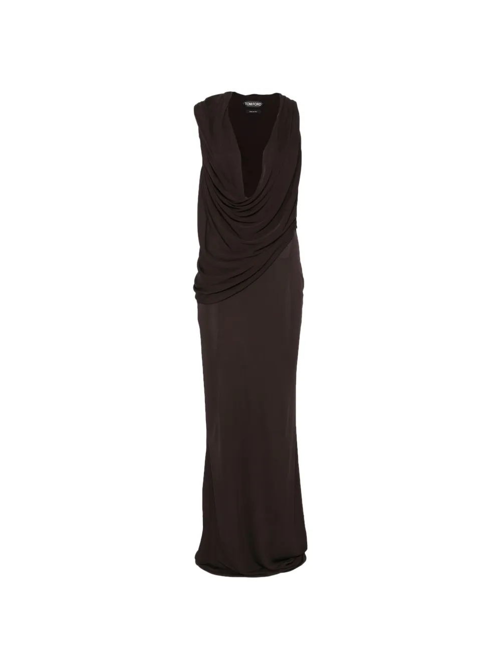 TOM FORD draped-neck maxi dress - Marrone