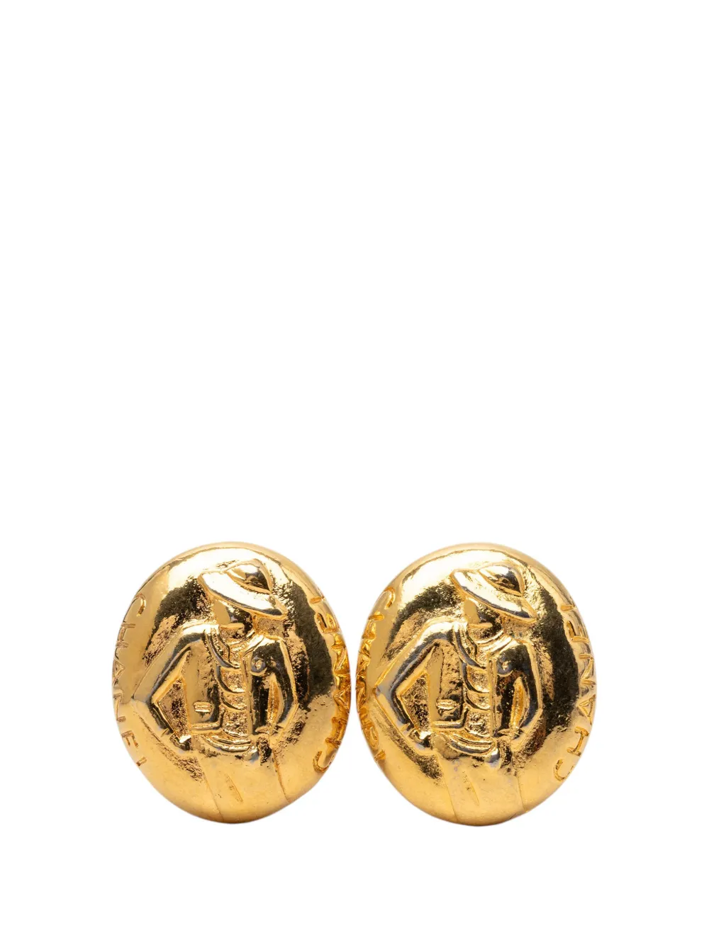 CHANEL Pre-Owned 1970-1980 Gold Plated Mademoiselle Oval Clip On Earrings costume earrings