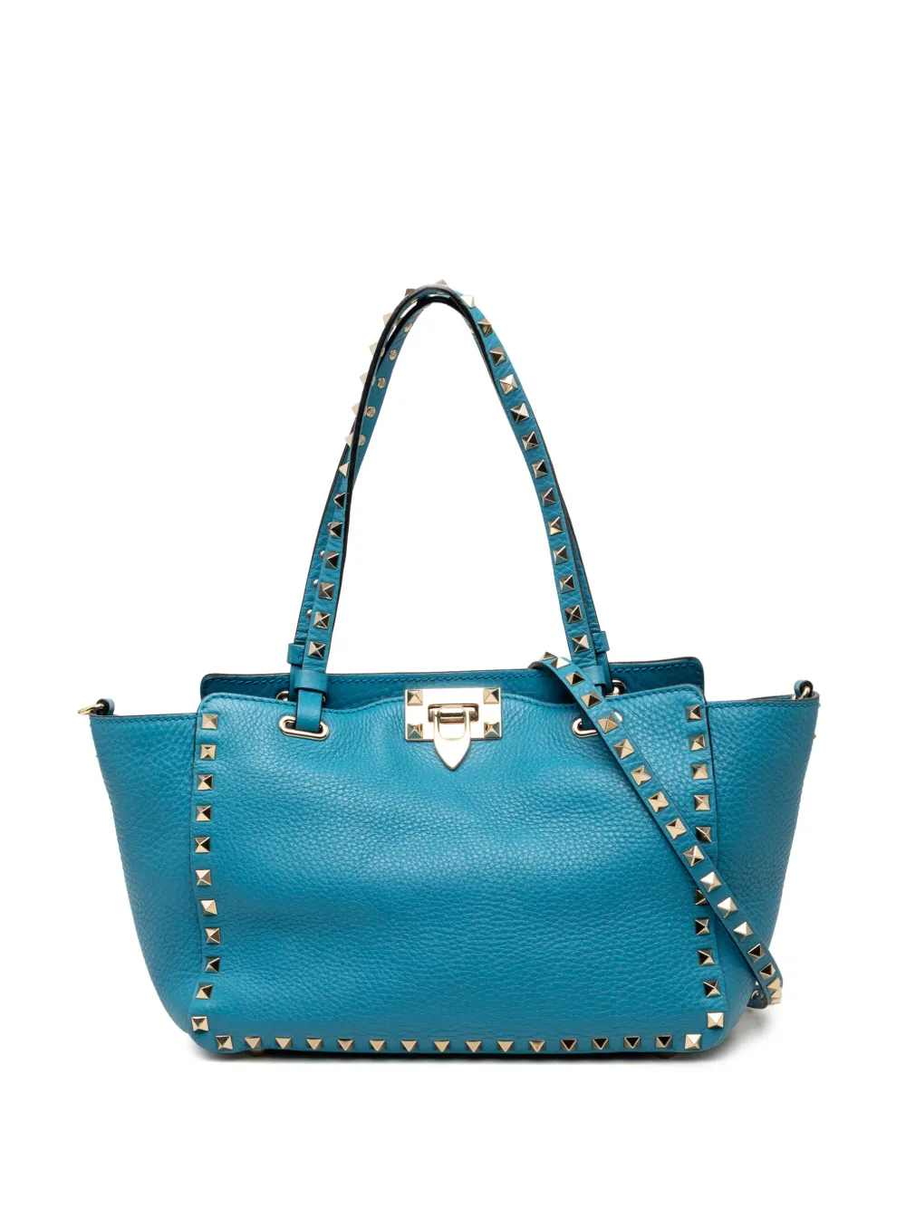 Valentino Garavani Pre-Owned 2000-2017 Small Grained Calfskin Rockstud Trapeze satchel - Blu