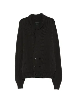 TOM FORD ribbed-knit double-breasted Cardigan | Black | FARFETCH