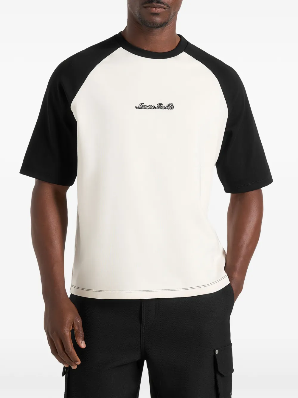 Manière De Voir signature raglan cotton T-Shirt white/black - Bianco