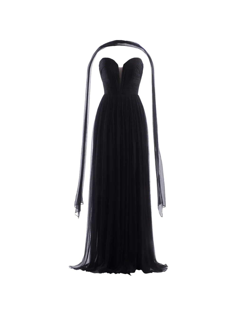 IMROSKA Iris plunging-neckline draped maxi gown dress
