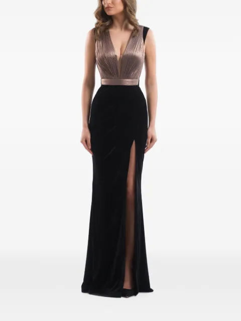IMROSKA plissé-effect side-slit maxi dress