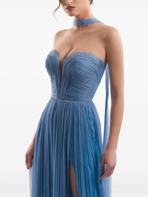 iris pleated dress Veronica de Piante Iris Pleated Crepe Halterneck Maxi Dress - Women - Black Dresses