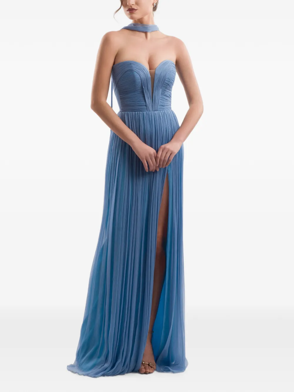 IMROSKA Iris trapless maxi-jurk Blauw