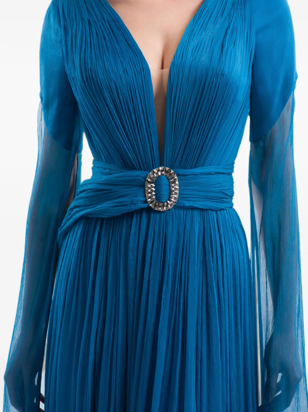 IMROSKA Geplooide maxi-jurk Blauw