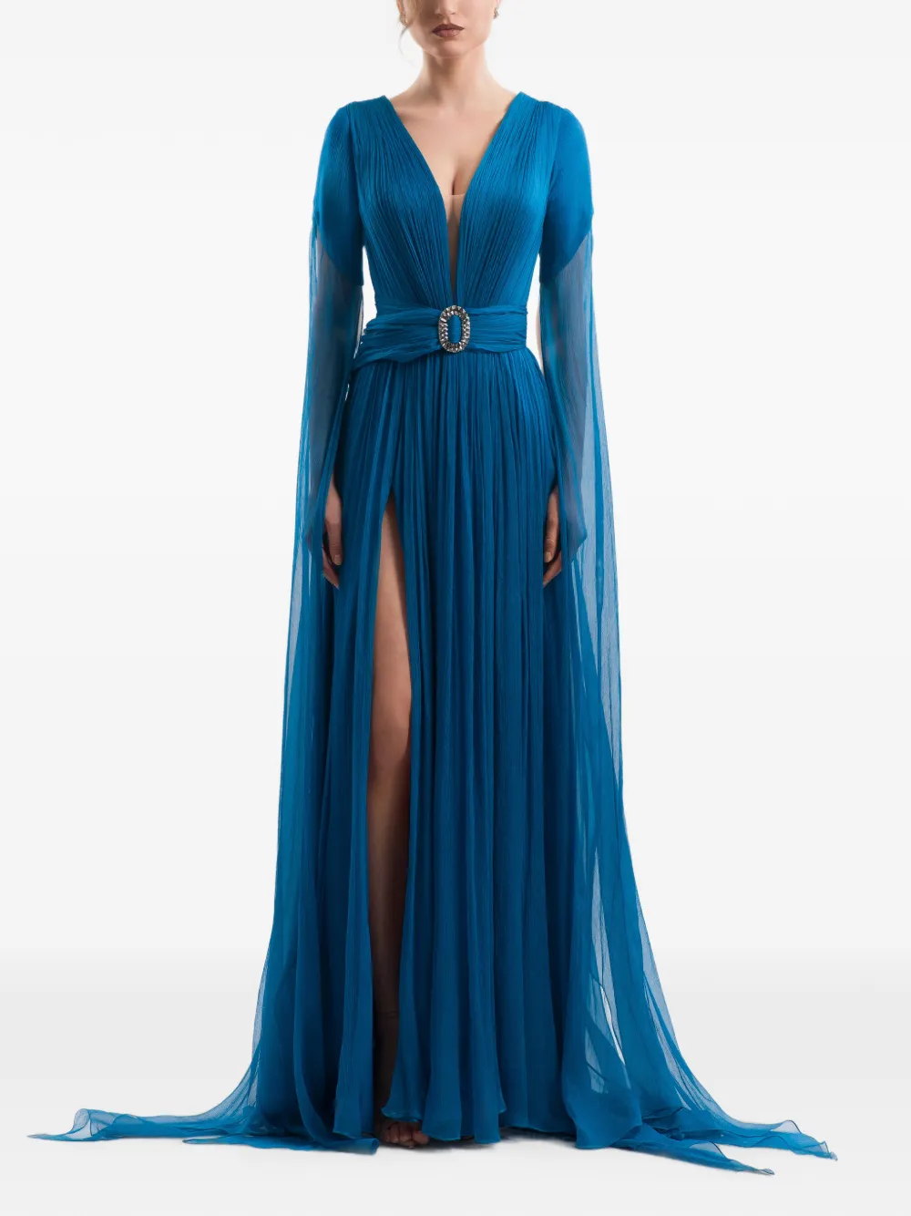 IMROSKA pleated belted maxi dress - Blu