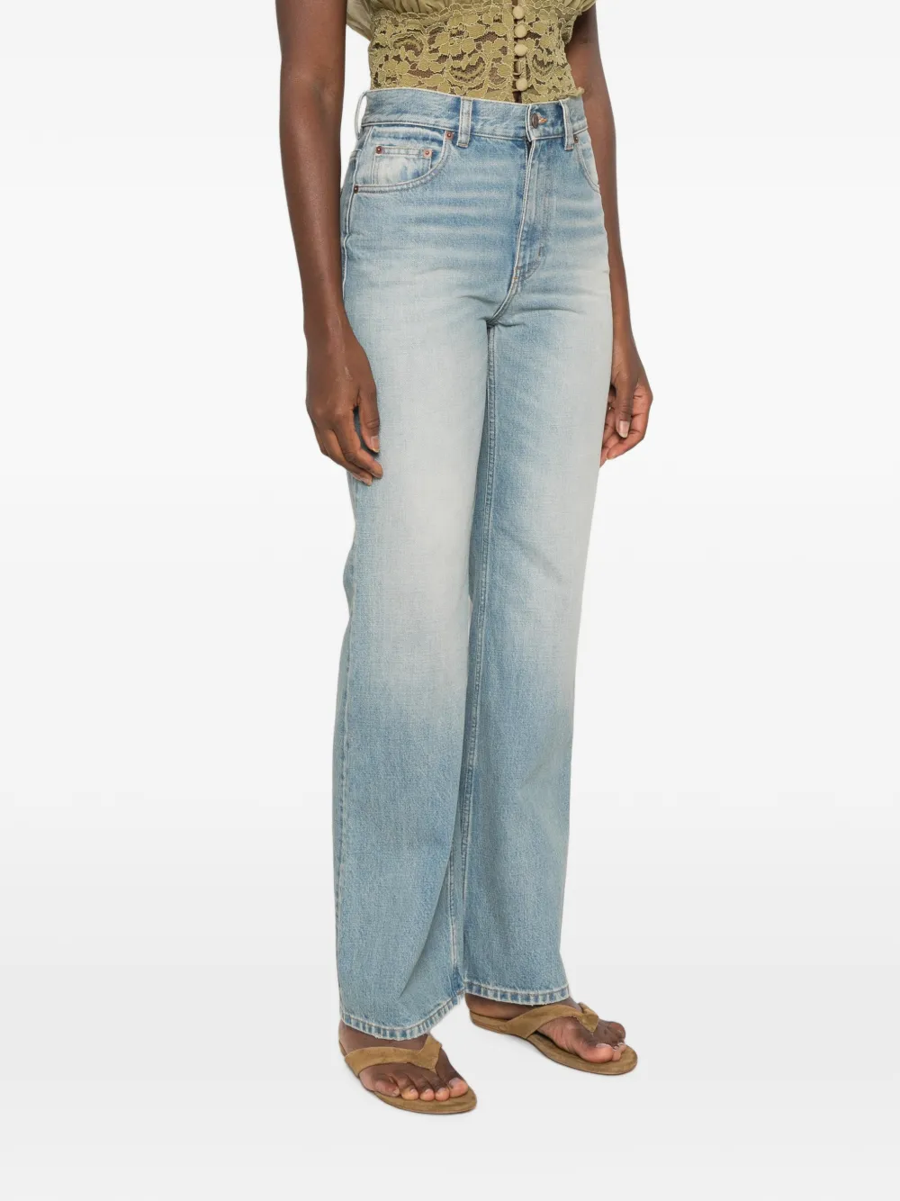 Chloé flamingo-embroidered jeans Blauw