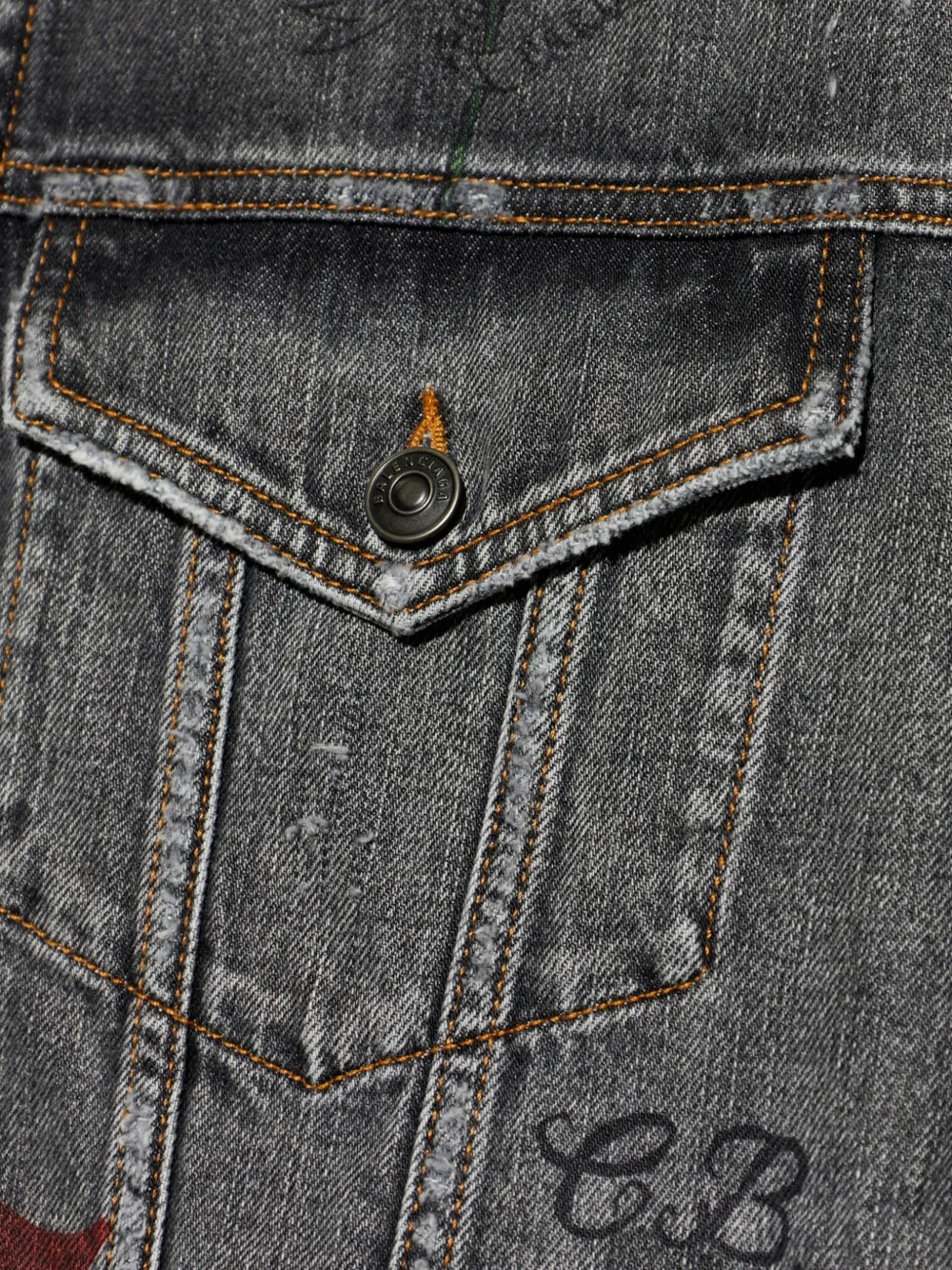 Balenciaga tattoo-print denim jacket Grijs