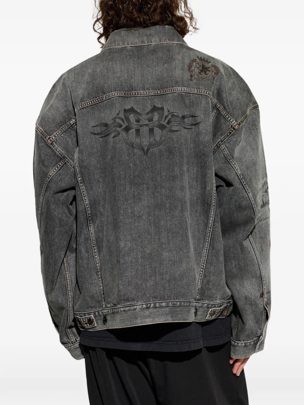 Balenciaga tattoo-print denim jacket Grijs