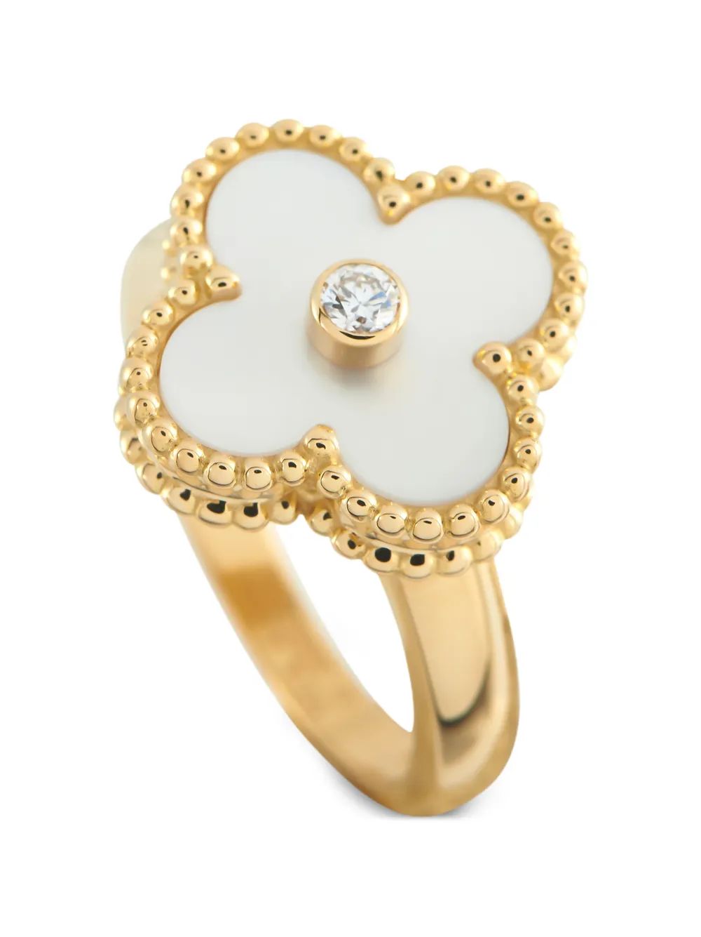 Van Cleef & Arpels Pre-Owned Alhambra diamond and mother-of-pearl ring - Oro
