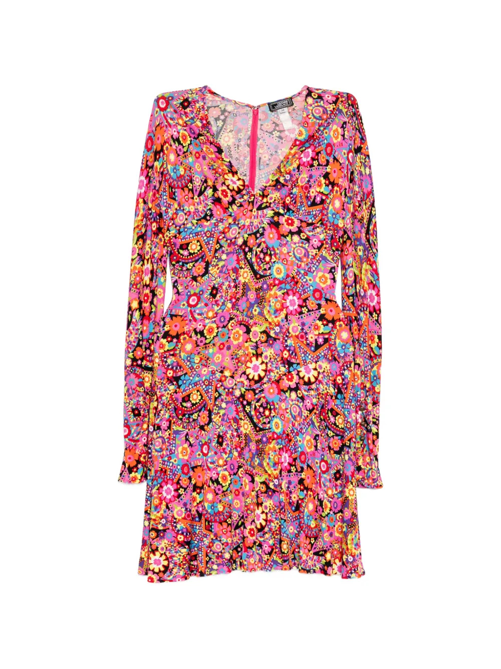 Versace Pre-Owned floral-print long-sleeve dress - Nero