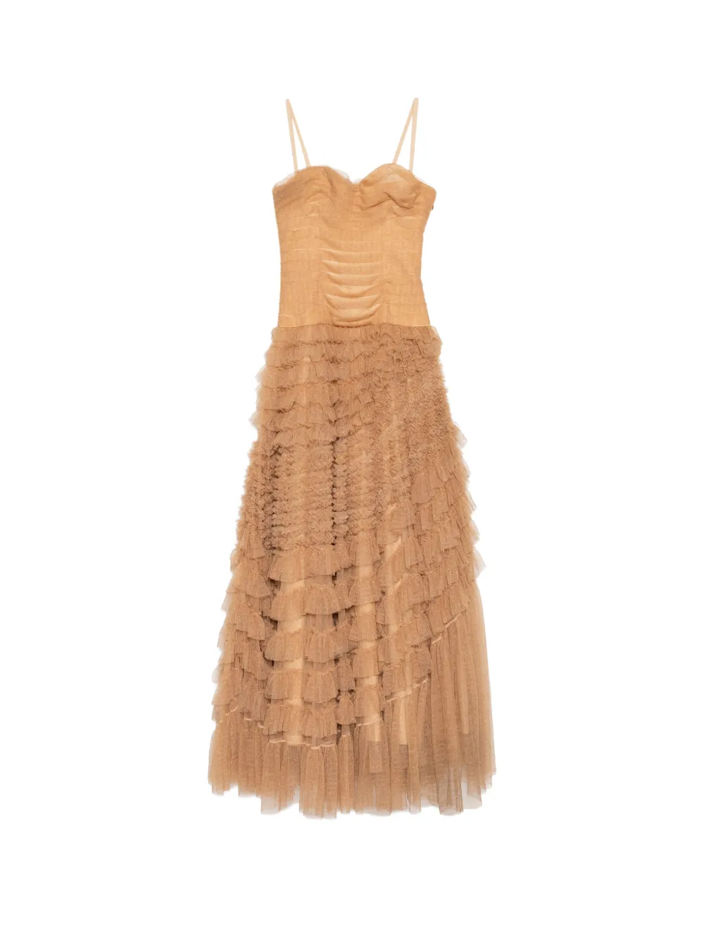 Christian Dior Pre-Owned ruffled strapless gown - Neutrals