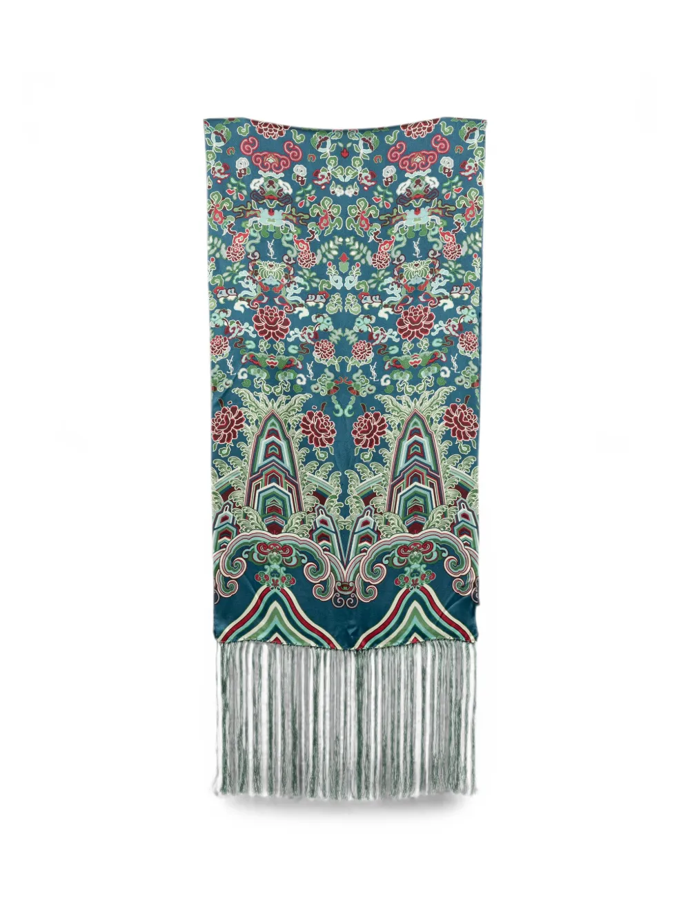 Saint Laurent Pre-Owned floral-print fringed shawl - Blu