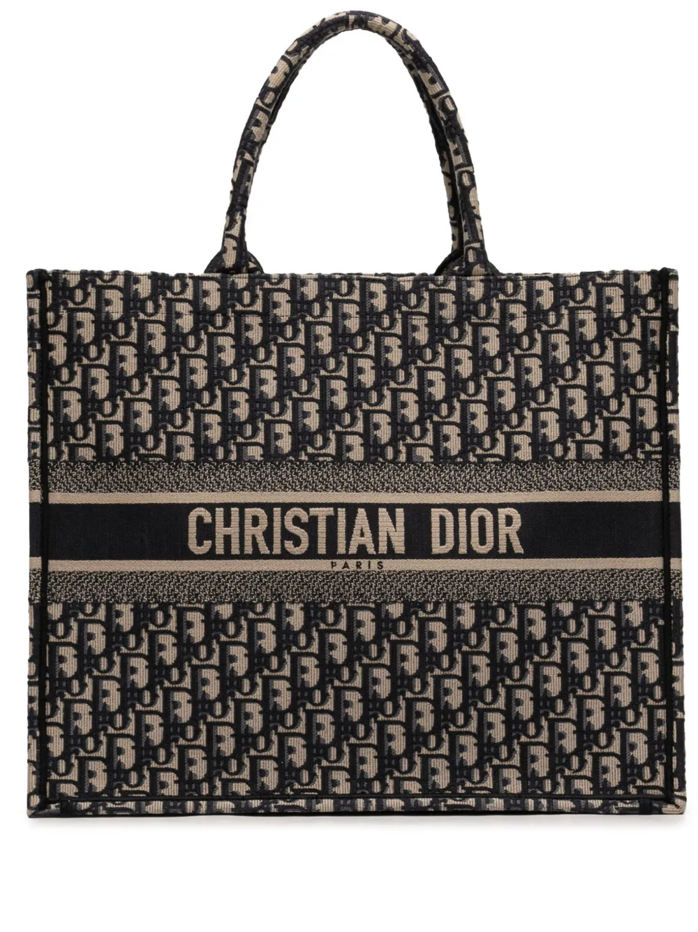Christian Dior Pre-Owned 2020 Large Oblique Embroidered Canvas Book tote bag - Blu