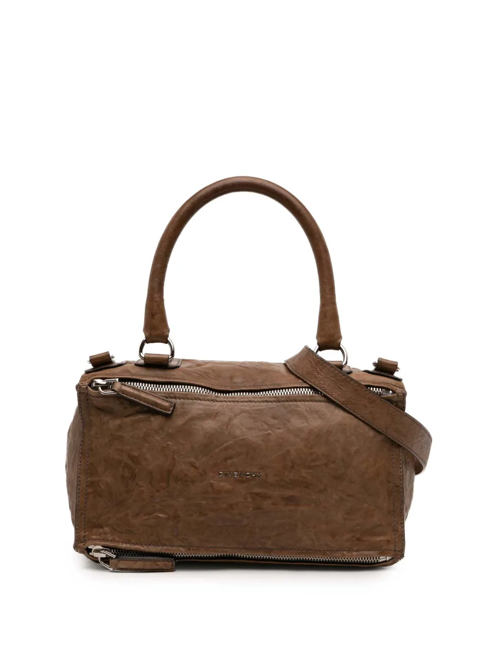 Givenchy Pre-Owned 2015 Medium Wrinkled Sheepskin Pandora satchel - Marrone