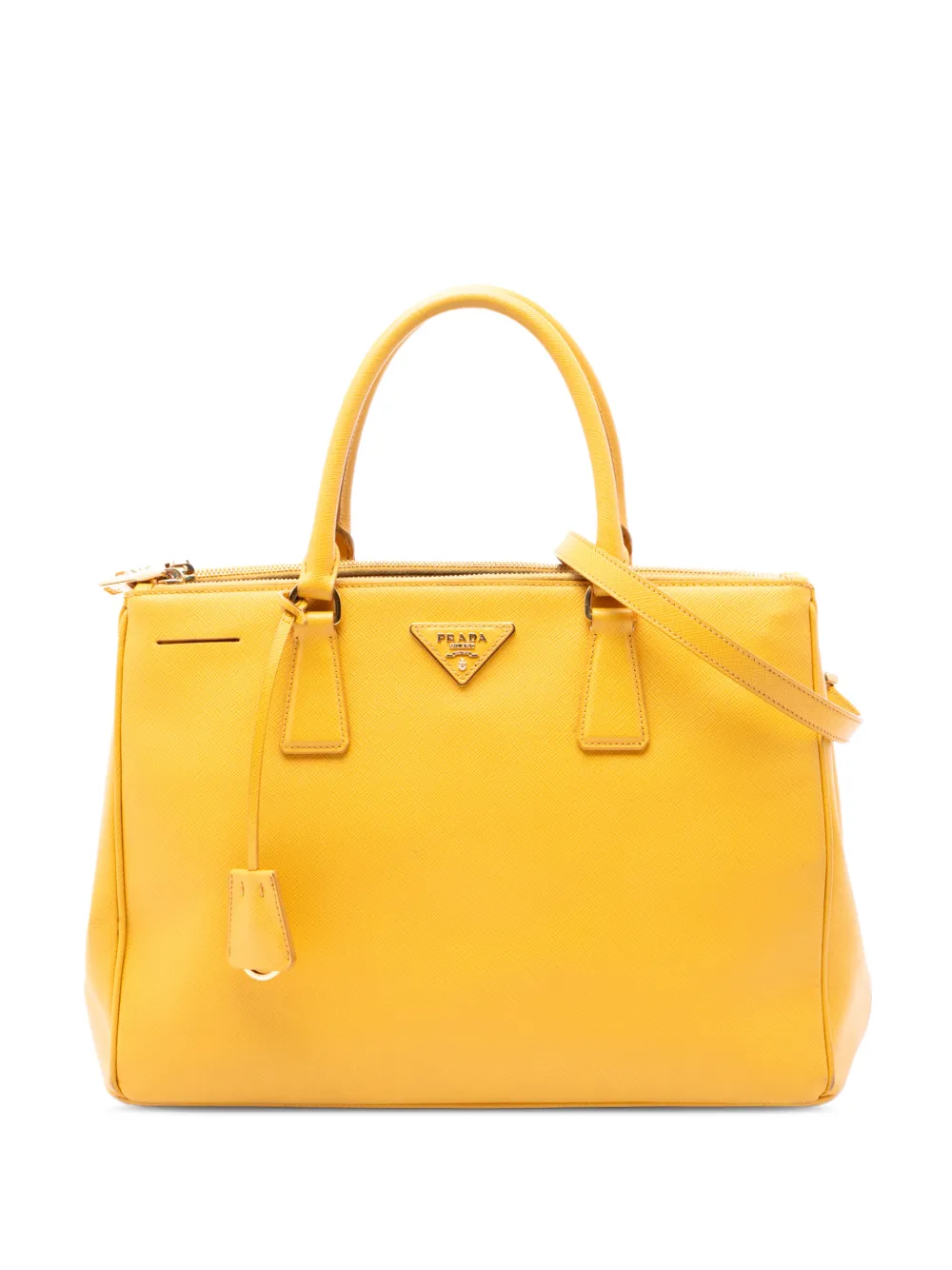 Prada Pre-Owned 2010-2026 Medium Saffiano Lux Galleria Double Zip satchel - Giallo