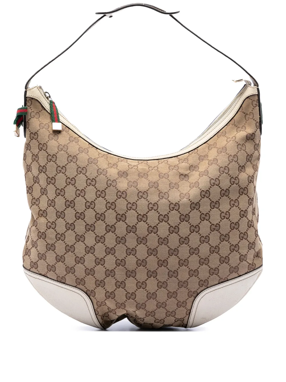 Gucci Pre-Owned 2016-2026 Large GG Canvas Web Princy hobo bag - Bianco