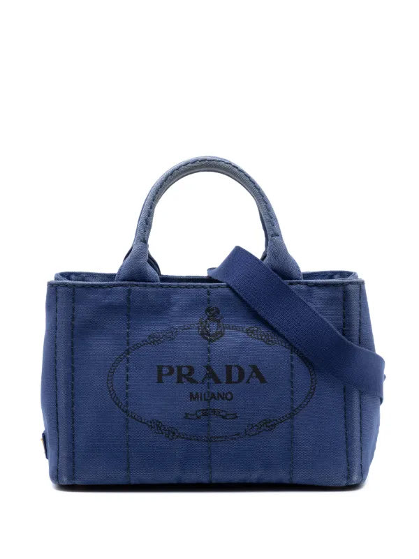 Prada Pre-owned 2013-2026 Small Canvas Canapa Logo Satchel in Blue
