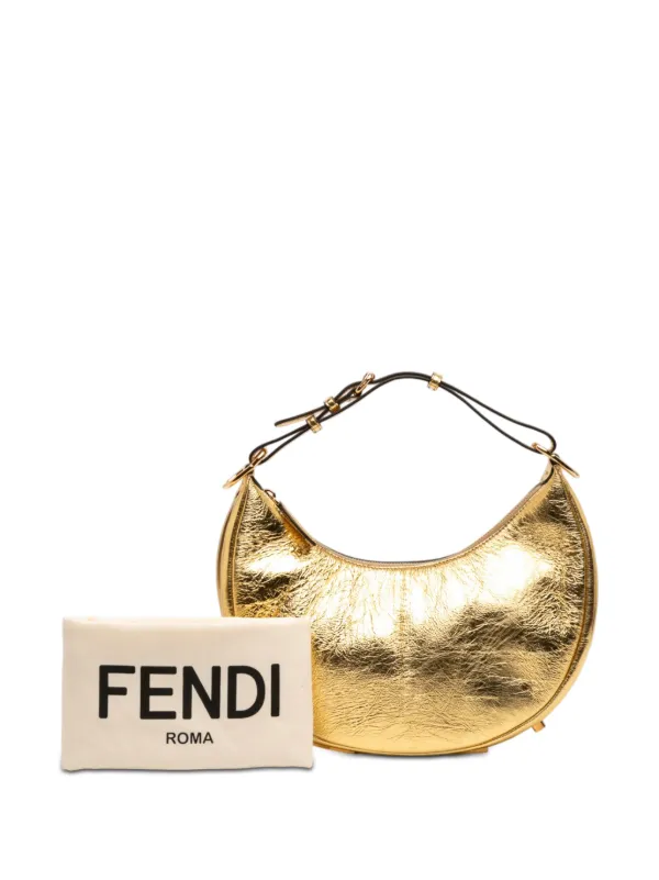 Fendi Pre-Owned 2010-2026 Small Metallic Leather Fendigraphy Hobo