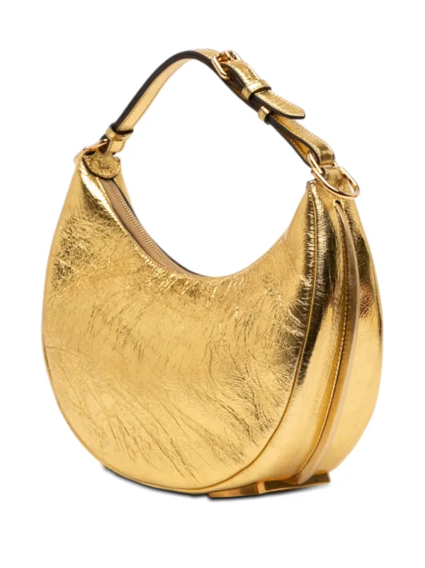 Fendi Pre-Owned 2010-2026 Small Metallic Leather Fendigraphy Hobo