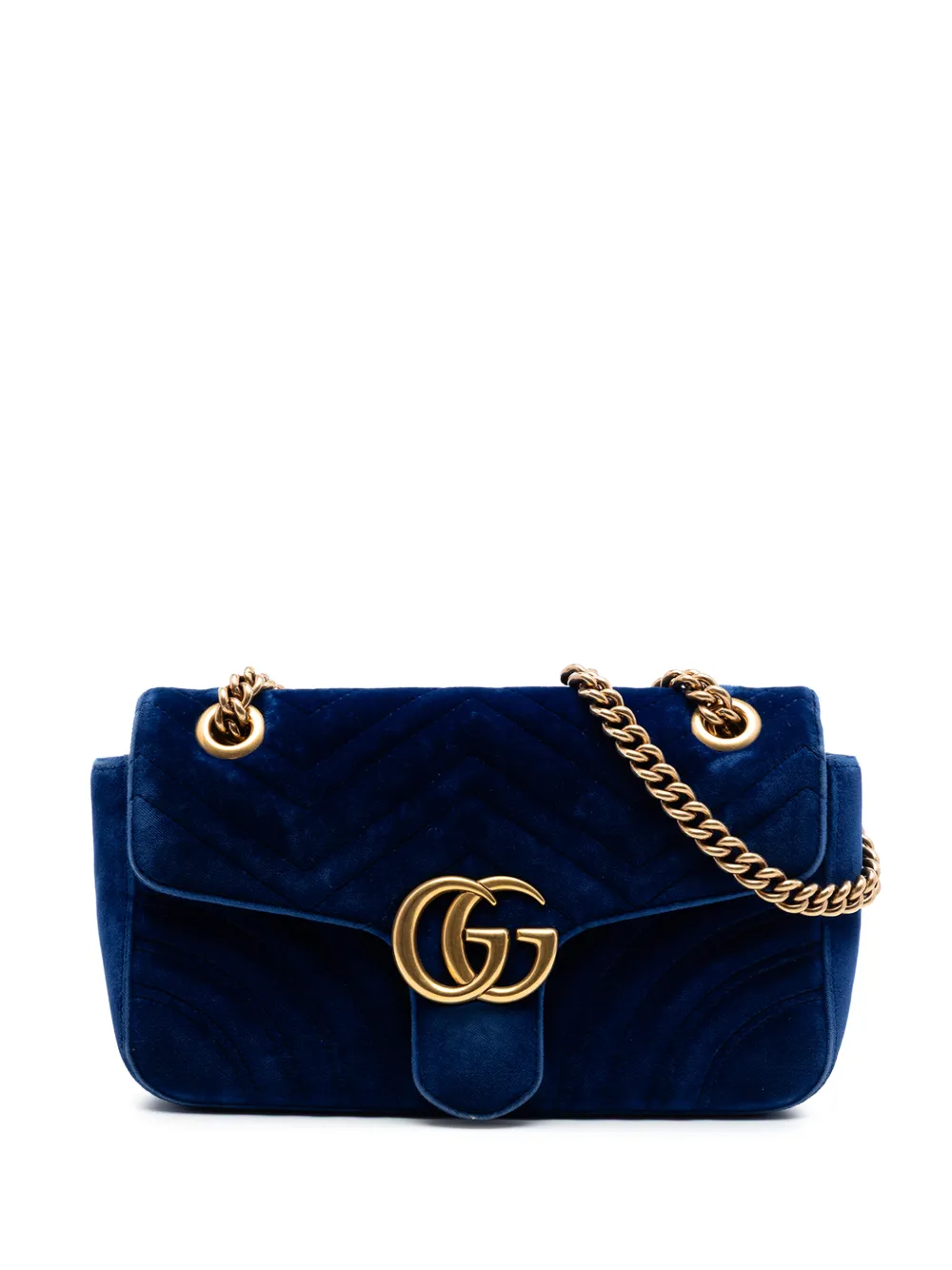Gucci Pre-Owned 2016-2026 Medium GG Marmont Matelasse Velvet shoulder bag - Blu