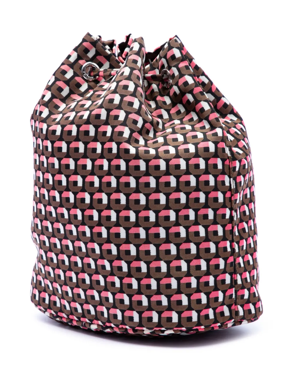 Prada Pre-owned 2000-2013 Tessuto Geometric Print Drawstring Pouch - Marron 