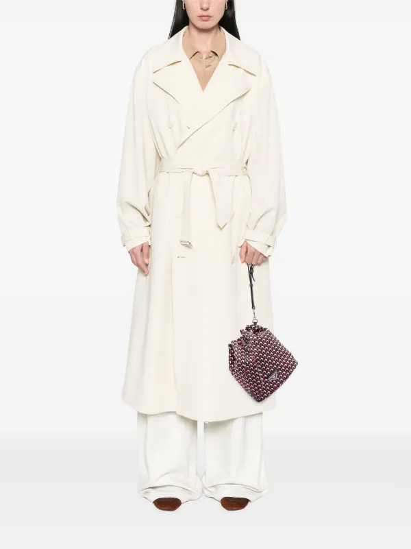 PRADA キルティングロングコート ホワイト Prada Pre-Owned 2000-2013 テスート ジオメトリックプリントドロー
