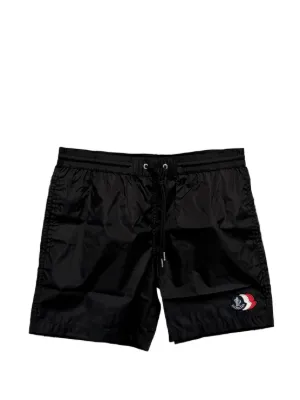 Moncler Bermuda De Praia Com Patch De Logo | Preto | FARFETCH BR