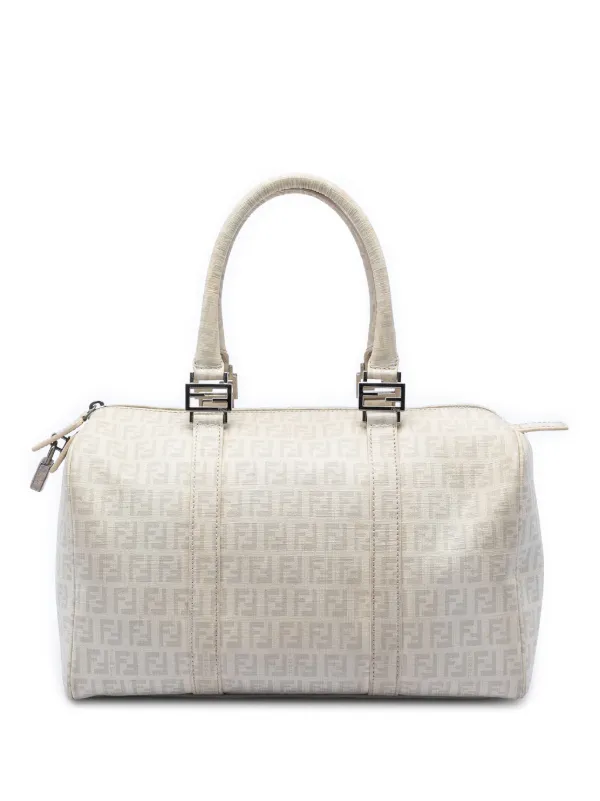 Fendi Pre-owned 2000-2010 Zucchino Spalmati Forever Bauletto Boston Bag in Neutrals