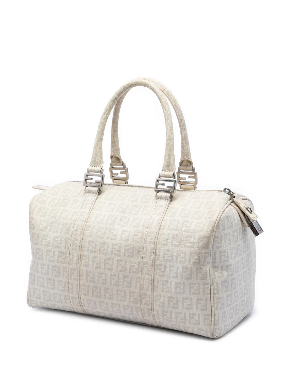 Fendi Pre-owned 2000-2010 Zucchino Spalmati Forever Bauletto Boston Bag in Neutrals, view 3