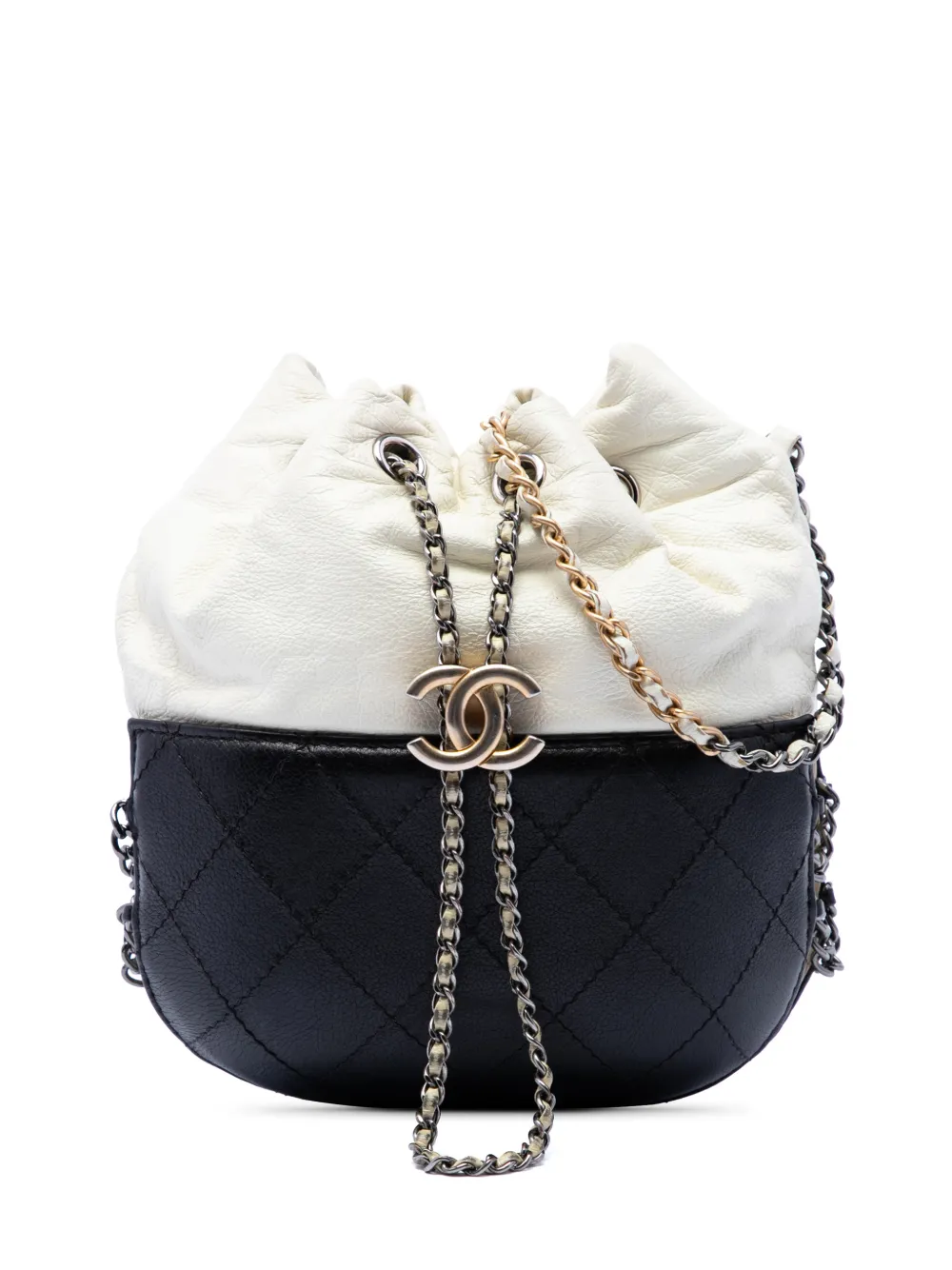 CHANEL Pre-Owned 2017-2018 Small Bicolor Quilted Calfskin Gabrielle bucket bag - Nero