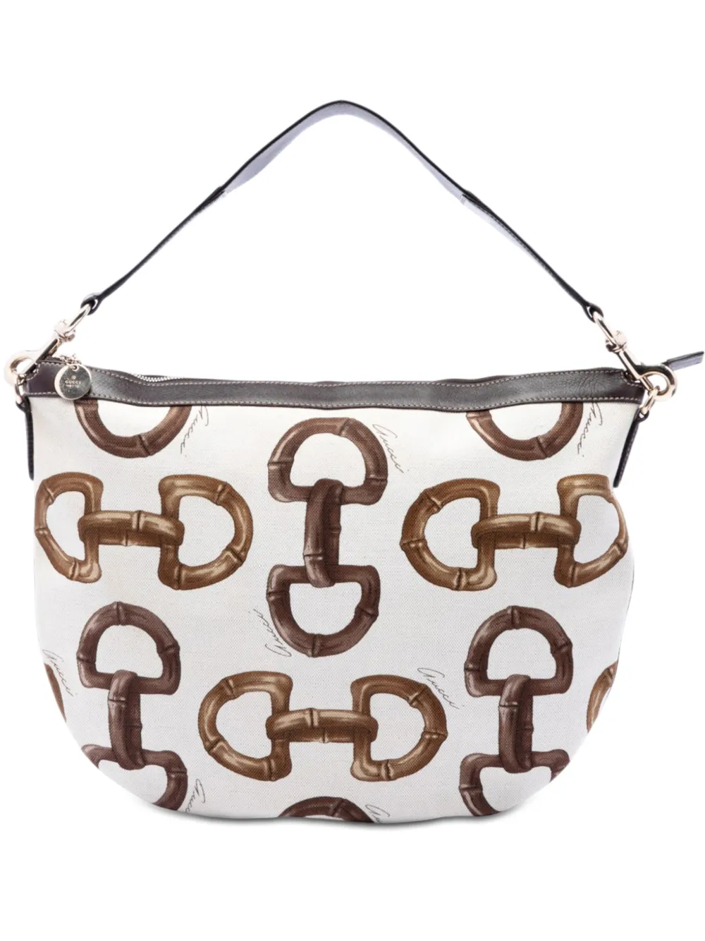 Gucci Pre-Owned 2000-2015 Printed Canvas Horsebit hobo bag - Bianco