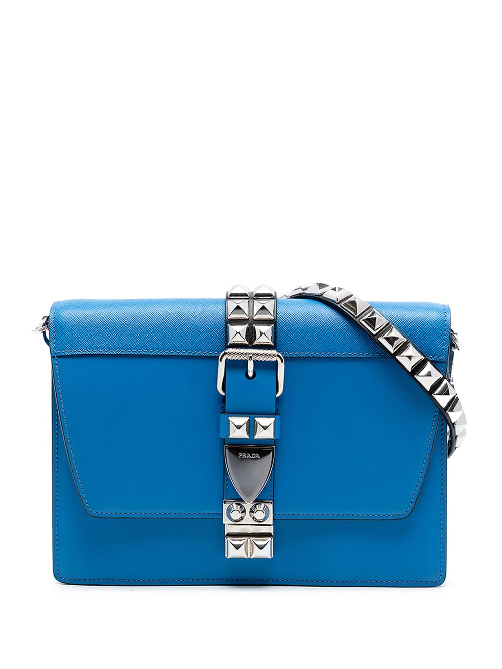 Prada Pre-Owned 2013-2026 City Calf and Saffiano Studded Elektra crossbody bag - Blue