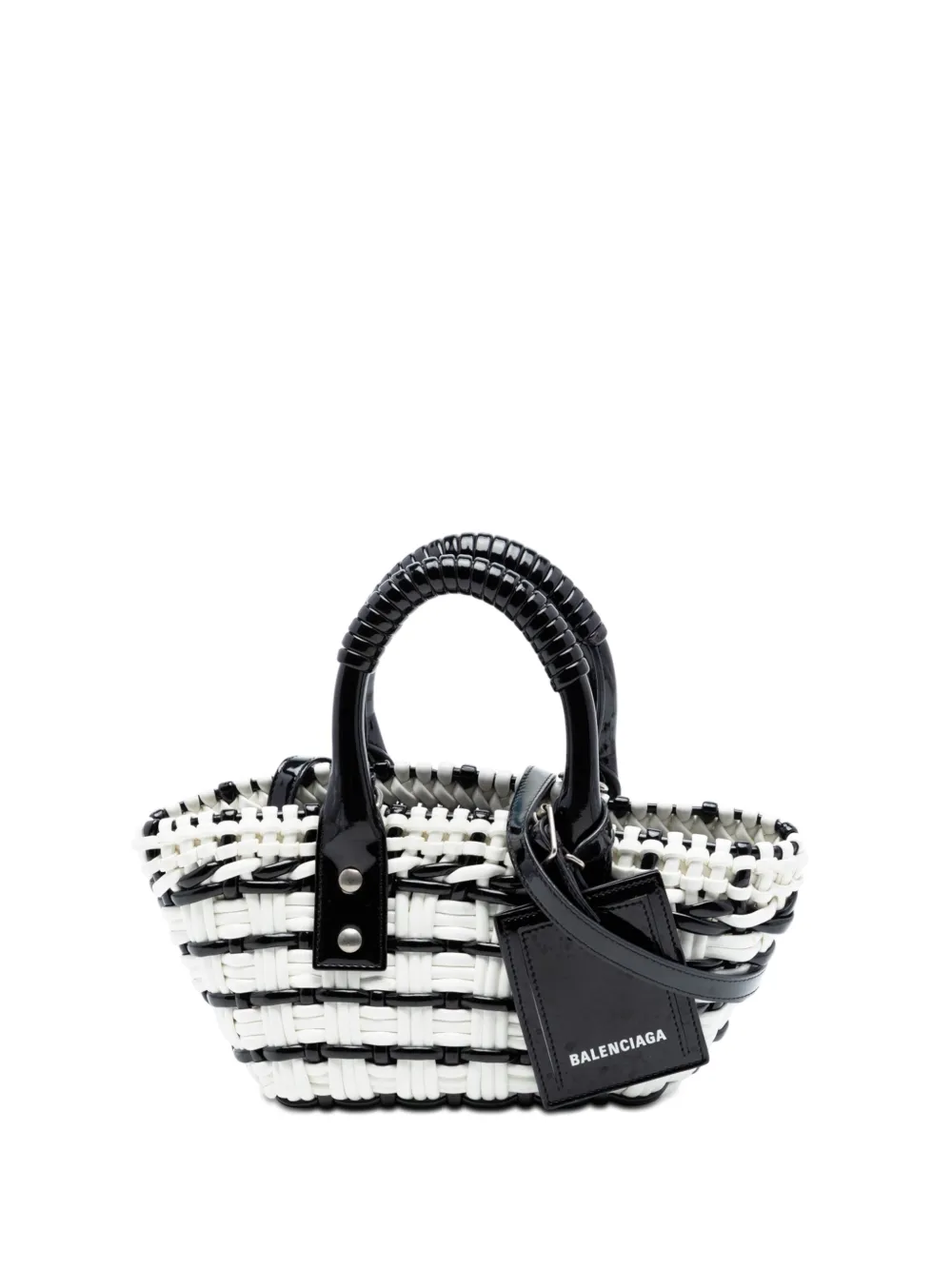 Balenciaga Pre-Owned 2022 Faux Leather Bistro Basket Bag XXS satchel - Bianco