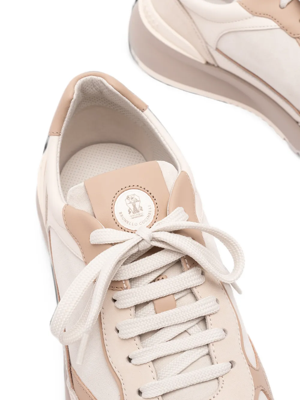 Brunello Cucinelli panelled leather sneakers Beige