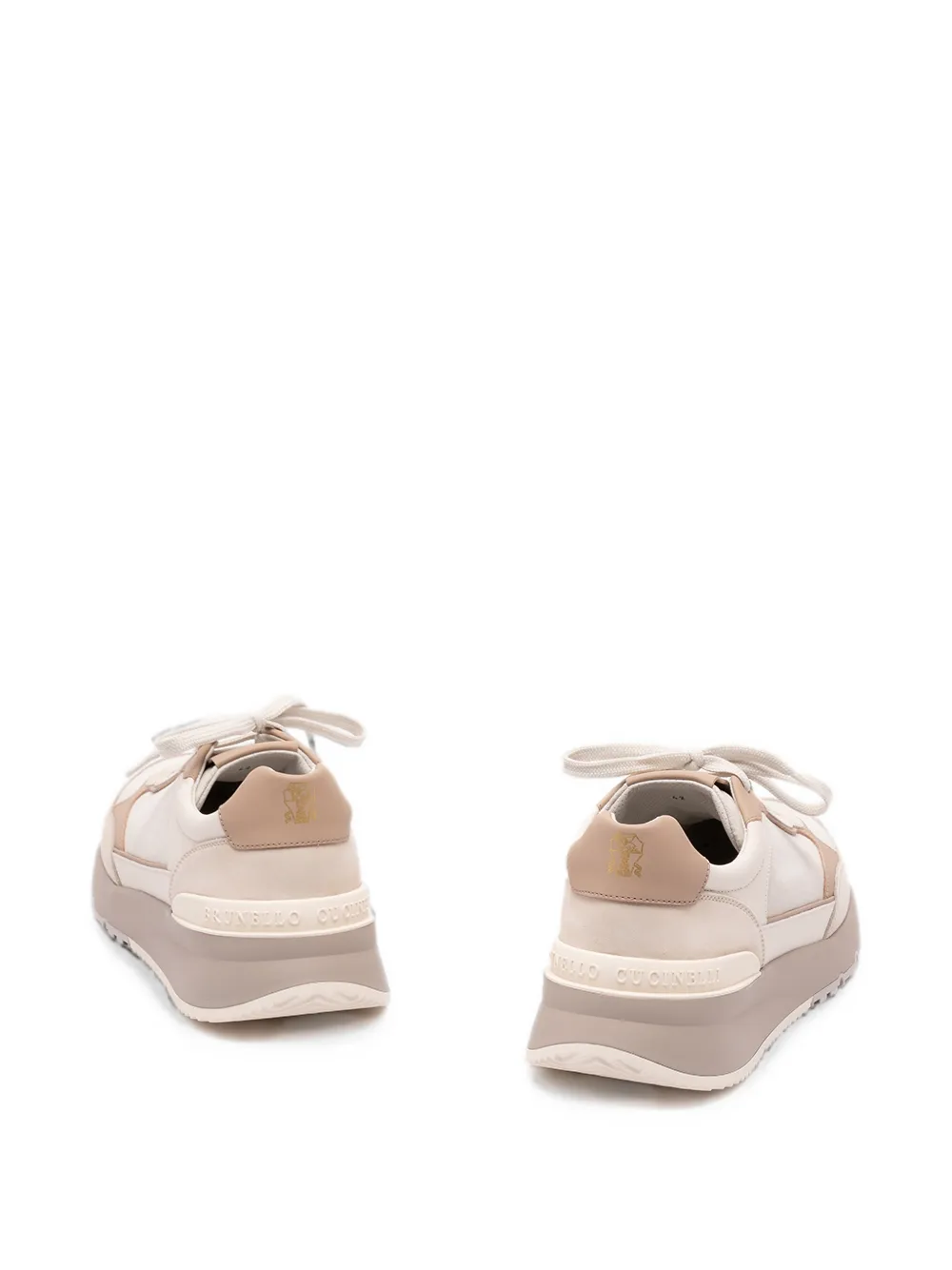 Brunello Cucinelli panelled leather sneakers Beige