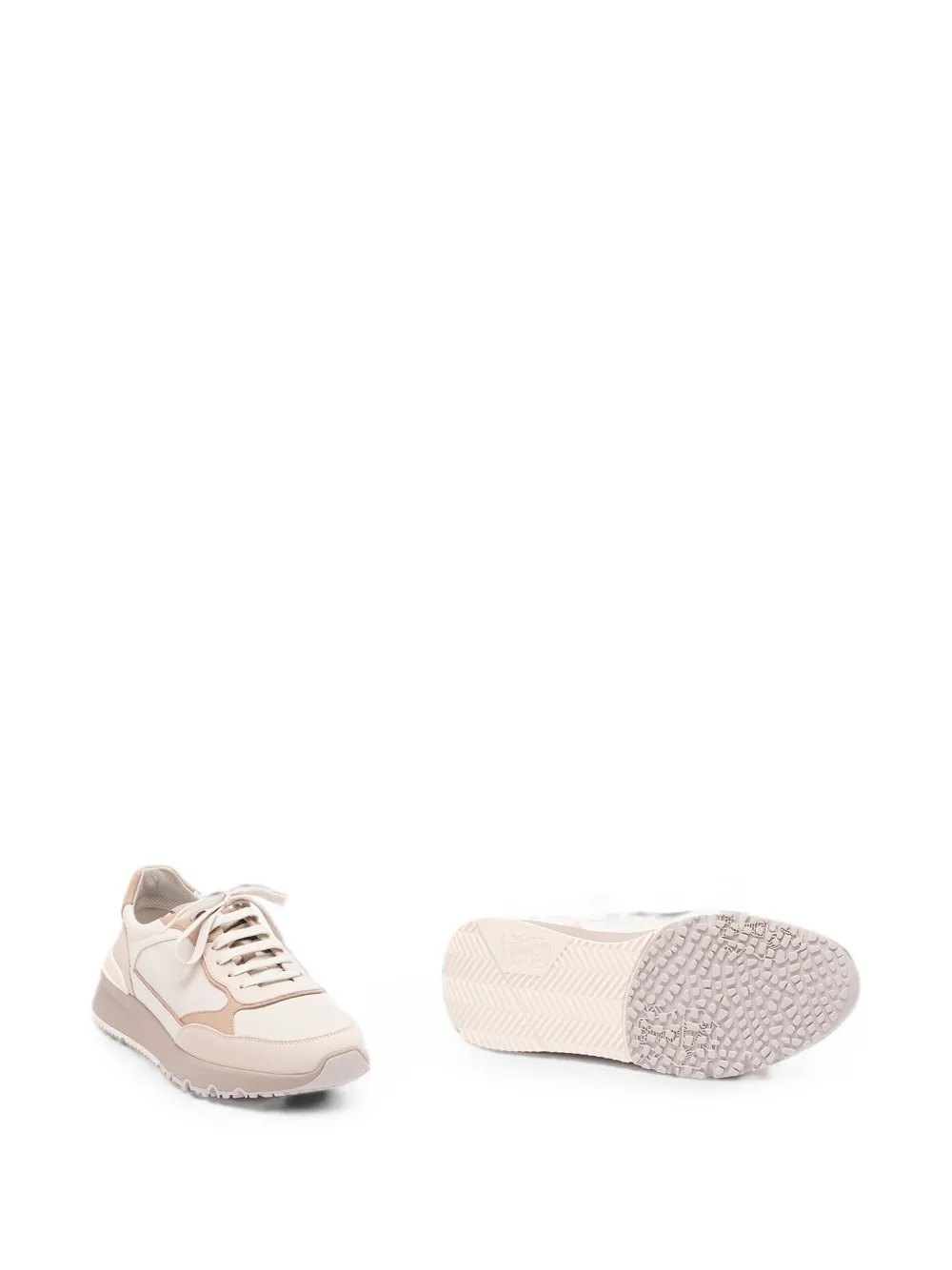 Brunello Cucinelli panelled leather sneakers Beige