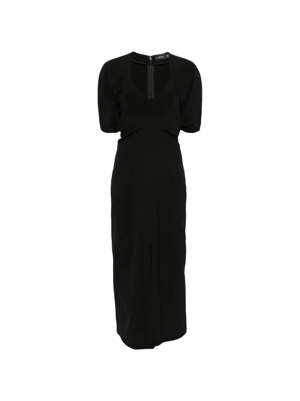 Proenza Schouler puff-sleeve front-slit midi dress - Black